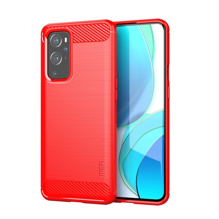 For OnePlus 9 Pro MOFI Gentleness Series Brushed Texture Carbon Fiber Soft TPU Case(Red) - OnePlus Cases by MOFI | Online Shopping South Africa | PMC Jewellery