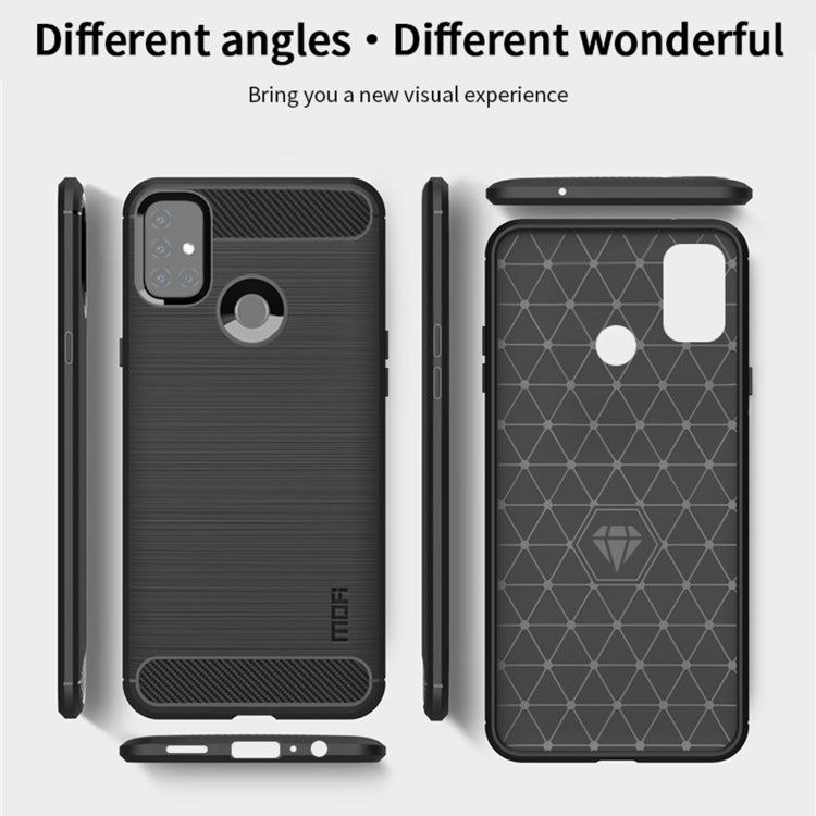 For OnePlus Nord N10 5G MOFI Gentleness Series Brushed Texture Carbon Fiber Soft TPU Case(Red) - OnePlus Cases by MOFI | Online Shopping South Africa | PMC TechLife | Buy Now Pay Later Mobicred