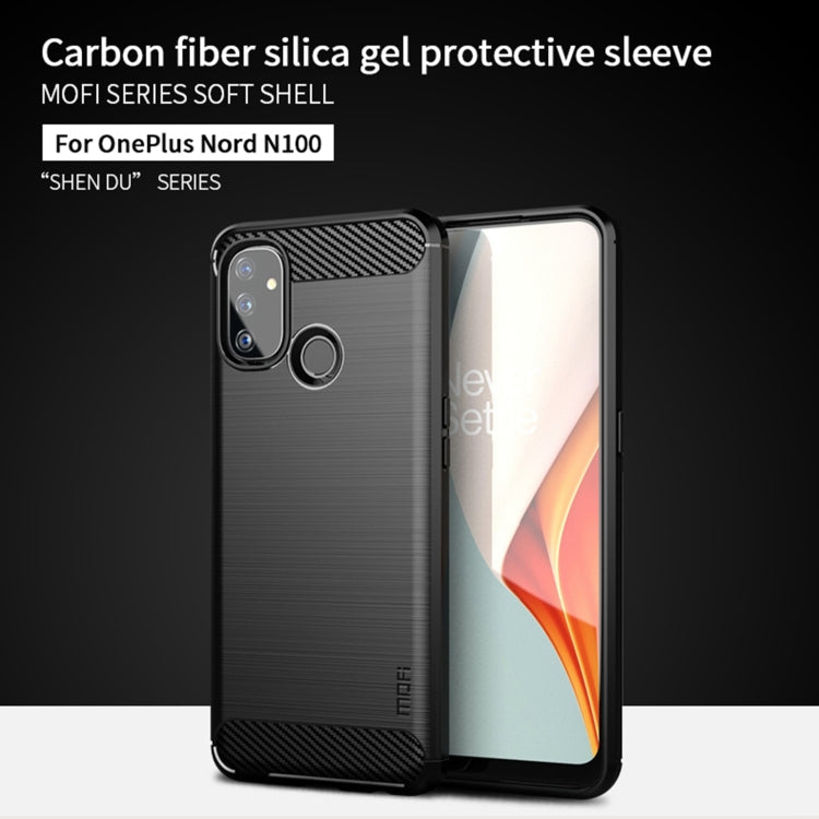 For OnePlus Nord N100 MOFI Gentleness Series Brushed Texture Carbon Fiber Soft TPU Case(Black) - OnePlus Cases by MOFI | Online Shopping South Africa | PMC TechLife | Buy Now Pay Later Mobicred