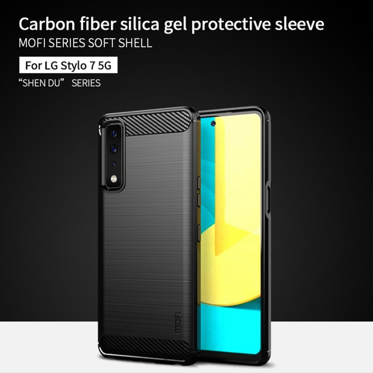 For LG Stylo 7 5G MOFI Gentleness Series Brushed Texture Carbon Fiber Soft TPU Case(Blue) - LG by MOFI | Online Shopping South Africa | PMC Jewellery