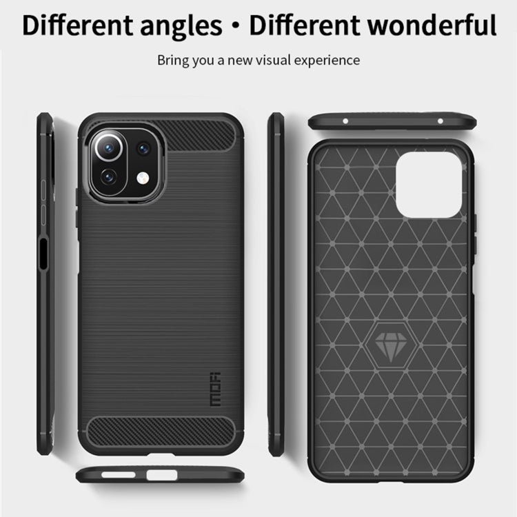 For Xiaomi Mi 11 Lite MOFI Gentleness Series Brushed Texture Carbon Fiber Soft TPU Case(Black) - Xiaomi Cases by MOFI | Online Shopping South Africa | PMC Jewellery