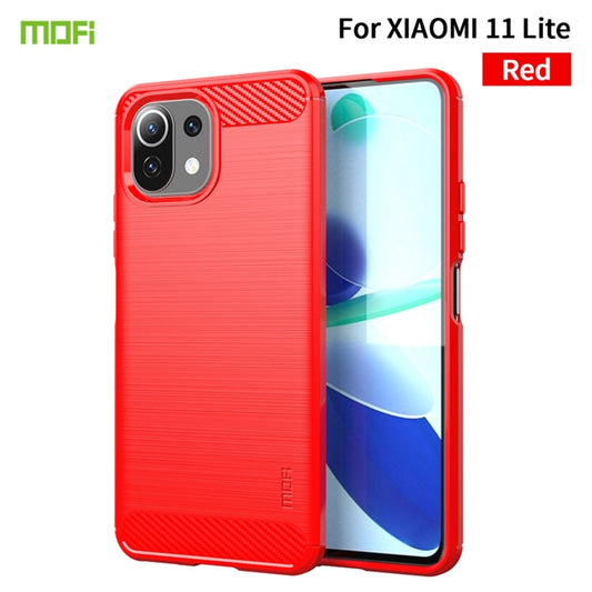 For Xiaomi Mi 11 Lite MOFI Gentleness Series Brushed Texture Carbon Fiber Soft TPU Case(Red) - Xiaomi Cases by MOFI | Online Shopping South Africa | PMC Jewellery