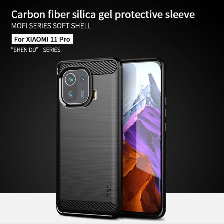 For Xiaomi Mi 11 Pro MOFI Gentleness Series Brushed Texture Carbon Fiber Soft TPU Case(Blue) - Xiaomi Cases by MOFI | Online Shopping South Africa | PMC TechLife | Buy Now Pay Later Mobicred