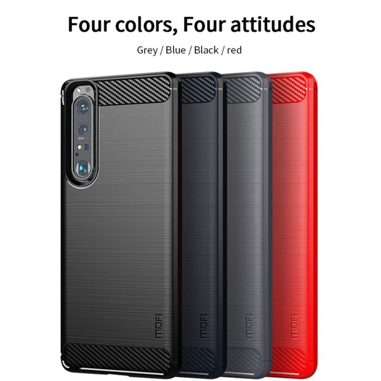 For Sony Xperia 1 lll MOFI Gentleness Series Brushed Texture Carbon Fiber Soft TPU Case(Blue) - Sony Cases by MOFI | Online Shopping South Africa | PMC Jewellery