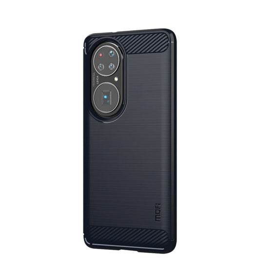 For Huawei P50 MOFI Gentleness Series Brushed Texture Carbon Fiber Soft TPU Case(Blue) - Huawei Cases by MOFI | Online Shopping South Africa | PMC Jewellery