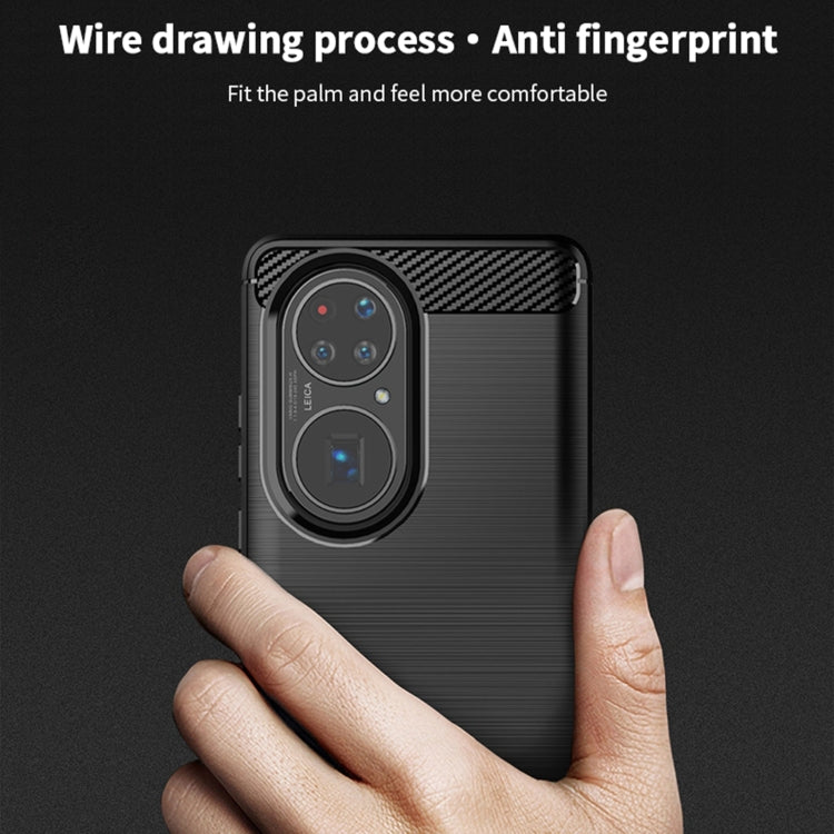For Huawei P50 MOFI Gentleness Series Brushed Texture Carbon Fiber Soft TPU Case(Red) - Huawei Cases by MOFI | Online Shopping South Africa | PMC TechLife | Buy Now Pay Later Mobicred