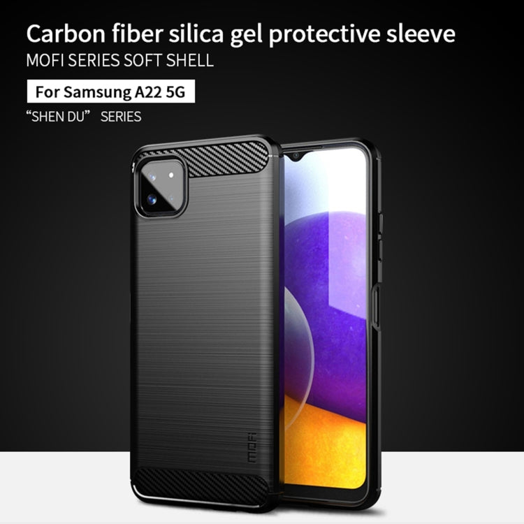 For Samsung Galaxy A22 5G MOFI Gentleness Series Brushed Texture Carbon Fiber Soft TPU Case(Black) - Galaxy Phone Cases by MOFI | Online Shopping South Africa | PMC TechLife