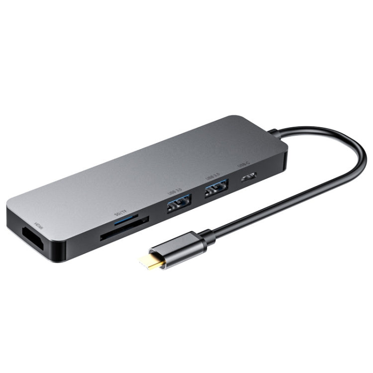 6 in 1 Type C to HDMI + USB 3.0 + Type C + SD/TF Docking Station Multi-function HUB - USB HUB by PMC Jewellery | Online Shopping South Africa | PMC Jewellery | Buy Now Pay Later Mobicred