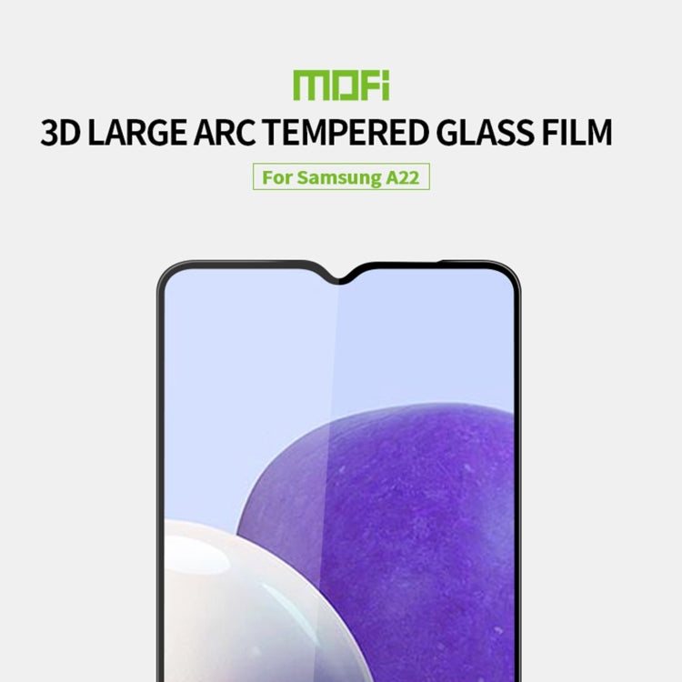 For Samsung Galaxy A22 5G MOFI 9H 3D Explosion-proof Curved Screen Tempered Glass Film(Black) - Galaxy Tempered Glass by MOFI | Online Shopping South Africa | PMC TechLife