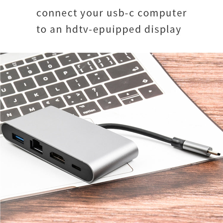 WS-07 Type-C 3.1 to RJ45 + HDMI + USB3.0 + PD 4-in-1 Converter Multifunctional Docking Station - USB HUB by PMC Jewellery | Online Shopping South Africa | PMC Jewellery | Buy Now Pay Later Mobicred