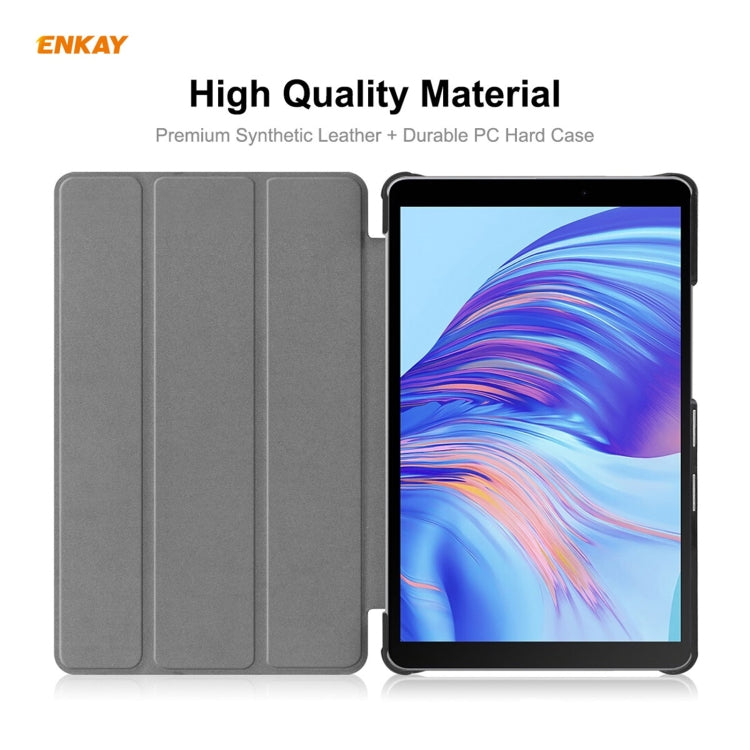 ENKAY PU Leather + Plastic Case with Three-folding Holder for Huawei MatePad T8 / Honor Tablet X7(Green) - free shipping - PMc TechLife - Order now!