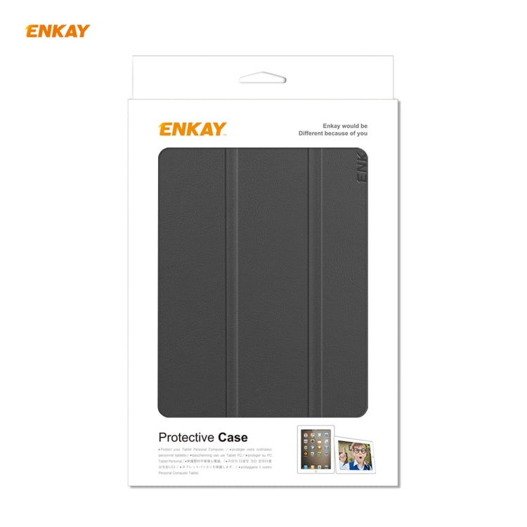 ENKAY PU Leather + Plastic Case with Three-folding Holder for Huawei MatePad T8 / Honor Tablet X7(Black) - free shipping - PMc TechLife - Order now!