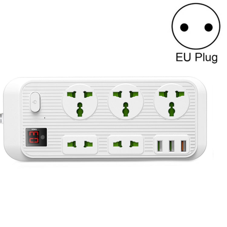 T17 3000W High-power 24-hour Smart Timing Socket QC3.0 USB Fast Charging Power Strip Socket, Cable Length: 2m, EU Plug(White) - Extension Socket by PMC Jewellery | Online Shopping South Africa | PMC Jewellery | Buy Now Pay Later Mobicred