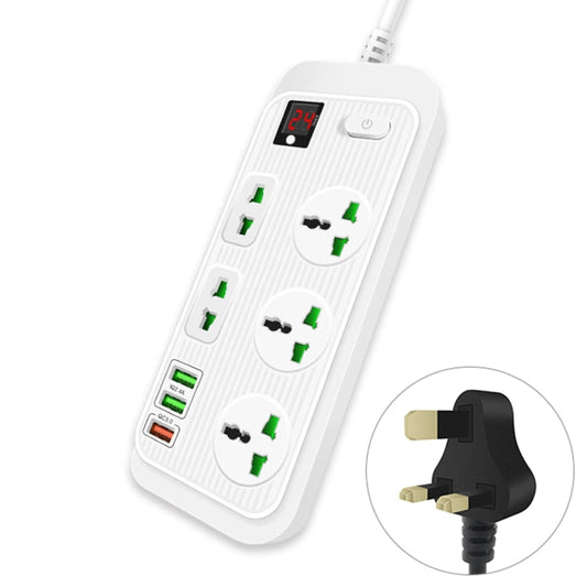 T17 3000W High-power 24-hour Amart Timing Socket QC3.0 USB Fast Charging Power Strip Cable Length 2m, UK Plug(White) - Extension Socket by PMC Jewellery | Online Shopping South Africa | PMC Jewellery | Buy Now Pay Later Mobicred