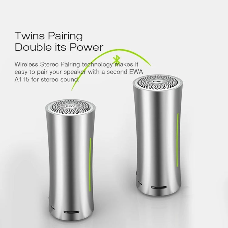 EWA A115 Portable Metal Bluetooth Speaker 105H Power Hifi Stereo Outdoor Subwoofer(Silver) - free shipping - PMC Jewellery - Order now!