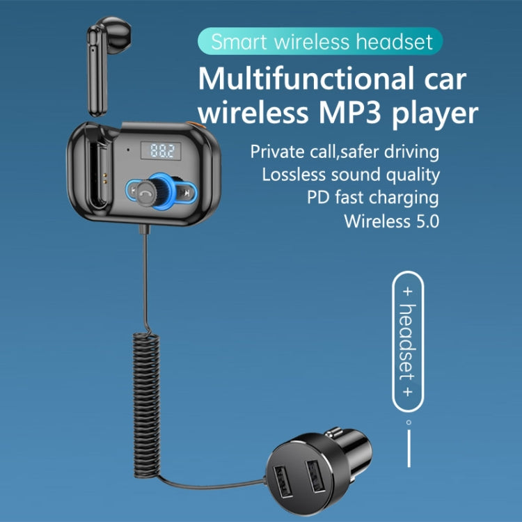 T2 FM Transmitter Hands-free Headphone Kit Headphone MP3 Player Private Call USB PD Quick Charge Audio Receiver - Bluetooth Car Kits by PMC Jewellery | Online Shopping South Africa | PMC Jewellery | Buy Now Pay Later Mobicred