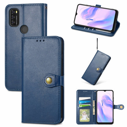 For Blackview A70 Solid Color Leather Buckle Phone Case with Lanyard & Photo Frame & Card Slot & Wallet & Stand Function(Blue) - More Brand by PMC Jewellery | Online Shopping South Africa | PMC Jewellery | Buy Now Pay Later Mobicred