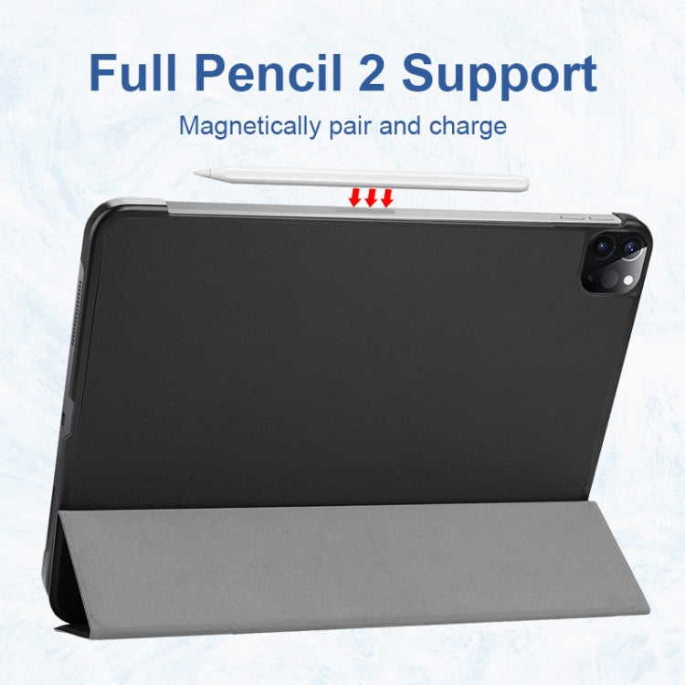 For iPad Pro 11 2022 / 2021 / 2020 ENKAY 3-Folding Shockproof PC Cover Custer Texture PU Leather Tablet Case with Holder & Sleep / Wake-up Function(Black) - free shipping - PMc TechLife - Order now!
