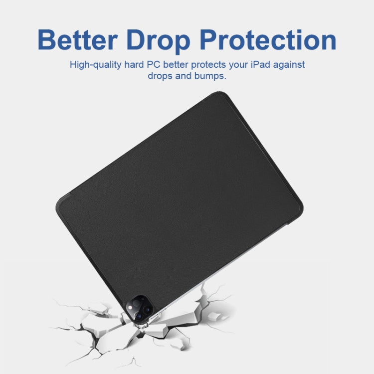 For iPad Pro 11 2022 / 2021 / 2020 ENKAY 3-Folding Shockproof PC Cover Custer Texture PU Leather Tablet Case with Holder & Sleep / Wake-up Function(Black) - free shipping - PMc TechLife - Order now!