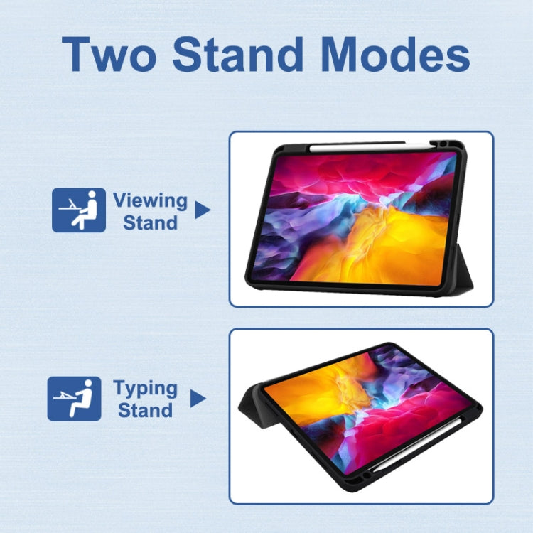 For iPad Pro 11 2022 / 2021 / 2020 ENKAY 3-Folding Shockproof TPU Cover Custer Texture PU Leather Tablet Case with Pencil Slot & Holder & Sleep / Wake-up Function(Light Blue) - free shipping - PMc TechLife - Order now!