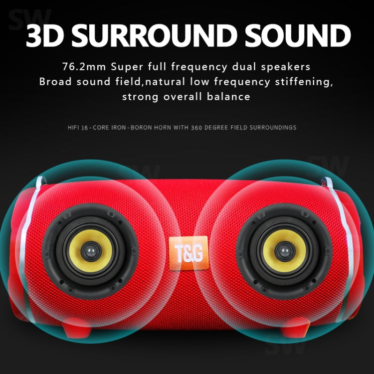 T&G TG187 Portable Waterproof Wireless Bass Surround Bluetooth Speaker with Shoulder Strap, Support FM / TF  Card(Black) - free shipping - PMC Jewellery - Order now!