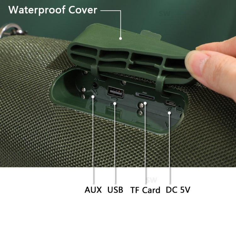 T&G TG187 Portable Waterproof Wireless Bass Surround Bluetooth Speaker with Shoulder Strap, Support FM / TF  Card(Green) - free shipping - PMC Jewellery - Order now!