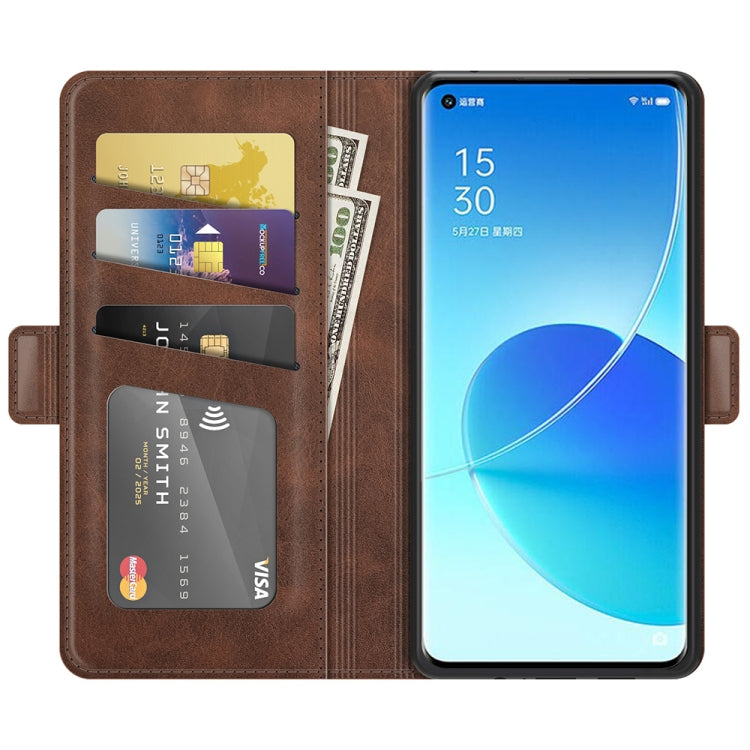 For OPPO Reno6 Pro 5G Dual-side Magnetic Buckle Horizontal Flip Leather Case with Holder & Card Slots & Wallet(Brown) - OPPO Cases by PMC Jewellery | Online Shopping South Africa | PMC Jewellery | Buy Now Pay Later Mobicred