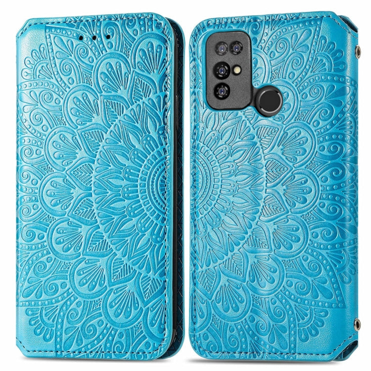 For Doogee X96 Pro Blooming Mandala Embossed Pattern Magnetic Horizontal Flip Leather Case with Holder & Card Slots & Wallet(Blue) - More Brand by PMC Jewellery | Online Shopping South Africa | PMC Jewellery | Buy Now Pay Later Mobicred