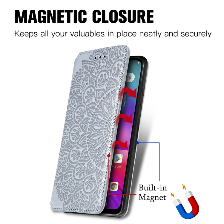 For Doogee X96 Pro Blooming Mandala Embossed Pattern Magnetic Horizontal Flip Leather Case with Holder & Card Slots & Wallet(Grey) - More Brand by PMC Jewellery | Online Shopping South Africa | PMC Jewellery | Buy Now Pay Later Mobicred