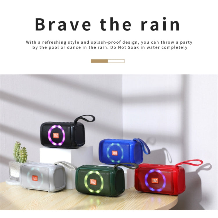T&G TG193 Portable Bluetooth Speaker LED Light Waterproof Outdoor Subwoofer Support TF Card / FM Radio / AUX(Green) - free shipping - PMC Jewellery - Order now!