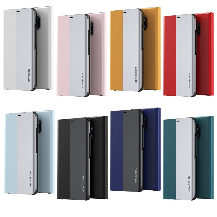 For Huawei P30 Pro Side Electroplated Dormant Ultra-Thin Horizontal Flip Leather Case with Holder(Dark Blue) - Huawei Cases by PMC TechLife | Online Shopping South Africa | PMC TechLife