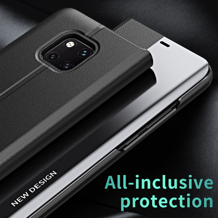 For Huawei P30 Pro Side Electroplated Dormant Ultra-Thin Horizontal Flip Leather Case with Holder(Dark Blue) - Huawei Cases by PMC TechLife | Online Shopping South Africa | PMC TechLife