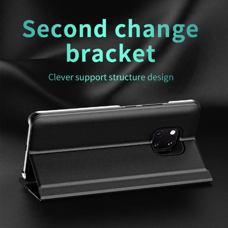 For Huawei P30 Pro Side Electroplated Dormant Ultra-Thin Horizontal Flip Leather Case with Holder(Dark Blue) - Huawei Cases by PMC TechLife | Online Shopping South Africa | PMC TechLife