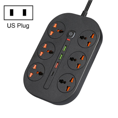 T21 PD3.0 + QC3.0 Multi Hole Row Plug 3000W High Power Socket, US Plug(Black) - Extension Socket by PMC Jewellery | Online Shopping South Africa | PMC Jewellery | Buy Now Pay Later Mobicred