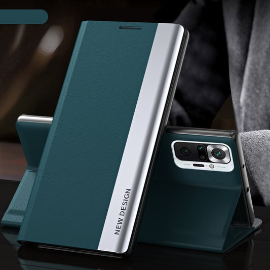 For Xiaomi Mi 10T / Mi 10T Pro Side Electroplated Magnetic Ultra-Thin Horizontal Flip Leather Case with Holder(Green) - Xiaomi Cases by PMC Jewellery | Online Shopping South Africa | PMC Jewellery | Buy Now Pay Later Mobicred