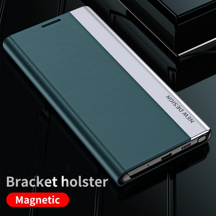 For Xiaomi Mi 10T / Mi 10T Pro Side Electroplated Magnetic Ultra-Thin Horizontal Flip Leather Case with Holder(Green) - Xiaomi Cases by PMC Jewellery | Online Shopping South Africa | PMC Jewellery | Buy Now Pay Later Mobicred