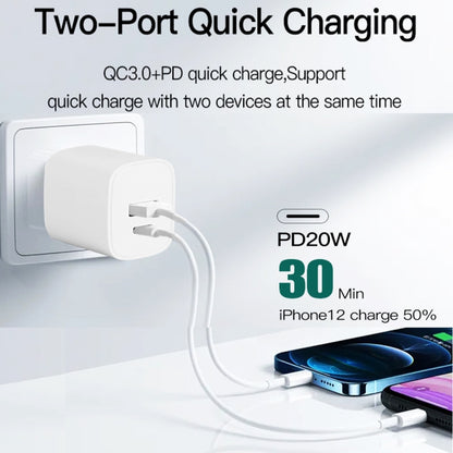 CS-20W Mini Portable PD3.0 + QC3.0 Dual Ports Fast Charger(EU Plug) - USB Charger by PMC Jewellery | Online Shopping South Africa | PMC Jewellery | Buy Now Pay Later Mobicred