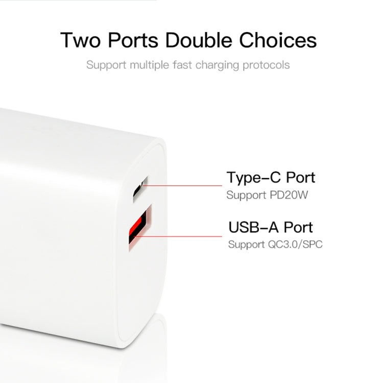 CS-20W Mini Portable PD3.0 + QC3.0 Dual Ports Fast Charger(EU Plug) - USB Charger by PMC Jewellery | Online Shopping South Africa | PMC Jewellery | Buy Now Pay Later Mobicred