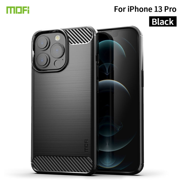 For iPhone 13 Pro MOFI Gentleness Series Brushed Texture Carbon Fiber Soft TPU Case  (Black) - iPhone 13 Pro Cases by MOFI | Online Shopping South Africa | PMC Jewellery