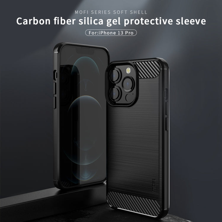 For iPhone 13 Pro MOFI Gentleness Series Brushed Texture Carbon Fiber Soft TPU Case  (Black) - iPhone 13 Pro Cases by MOFI | Online Shopping South Africa | PMC Jewellery