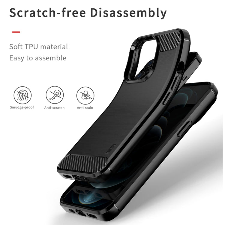 For iPhone 13 Pro Max MOFI Gentleness Series Brushed Texture Carbon Fiber Soft TPU Case  (Red) - iPhone 13 Pro Max Cases by MOFI | Online Shopping South Africa | PMC TechLife