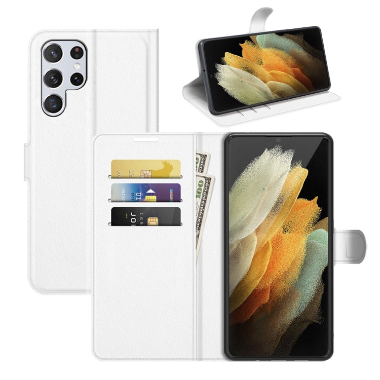 For Samsung Galaxy S22 Ultra 5G Litchi Texture Horizontal Flip Protective Case with Holder & Card Slots & Wallet(White) - Galaxy S22 Ultra 5G Cases by PMC TechLife | Online Shopping South Africa | PMC TechLife | Buy Now Pay Later Mobicred