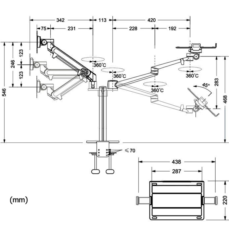 OL-3S Aluminum Height Adjustable Desktop Computer Stand for 17-32 inch and 12-17 inch Monitor(Black) - Laptop Stand by PMC Jewellery | Online Shopping South Africa | PMC Jewellery | Buy Now Pay Later Mobicred