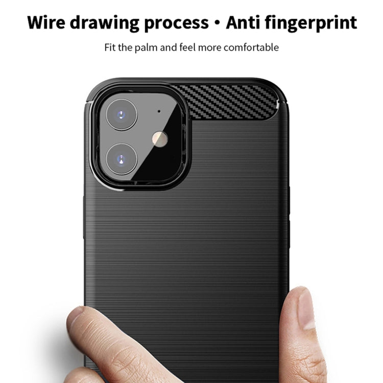 For iPhone 12 mini MOF Gentleness Series Brushed Texture Carbon Fiber Soft TPU Case (Black) - iPhone 12 mini Cases by MOFI | Online Shopping South Africa | PMC TechLife