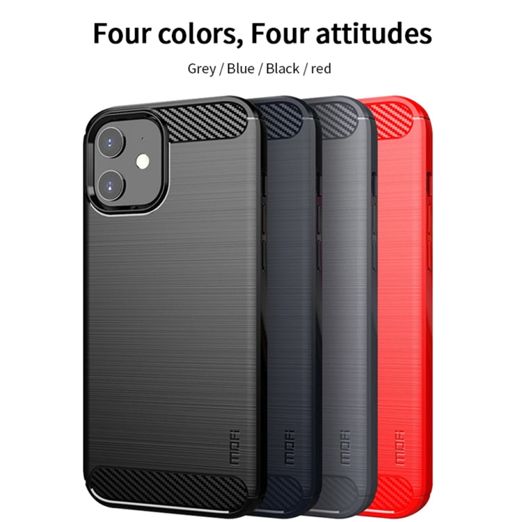 For iPhone 12 mini MOF Gentleness Series Brushed Texture Carbon Fiber Soft TPU Case (Red) - iPhone 12 mini Cases by MOFI | Online Shopping South Africa | PMC Jewellery