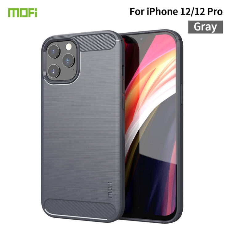 For iPhone 12 / 12 Pro MOF Gentleness Series Brushed Texture Carbon Fiber Soft TPU Case(Gray) - iPhone 12 / 12 Pro Cases by MOFI | Online Shopping South Africa | PMC Jewellery