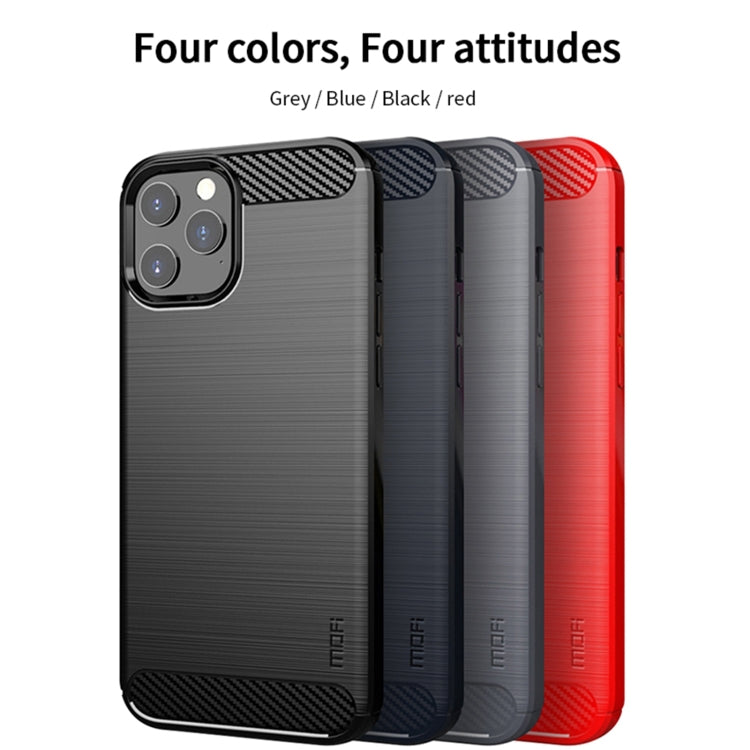 For iPhone 12 / 12 Pro MOF Gentleness Series Brushed Texture Carbon Fiber Soft TPU Case(Gray) - iPhone 12 / 12 Pro Cases by MOFI | Online Shopping South Africa | PMC TechLife