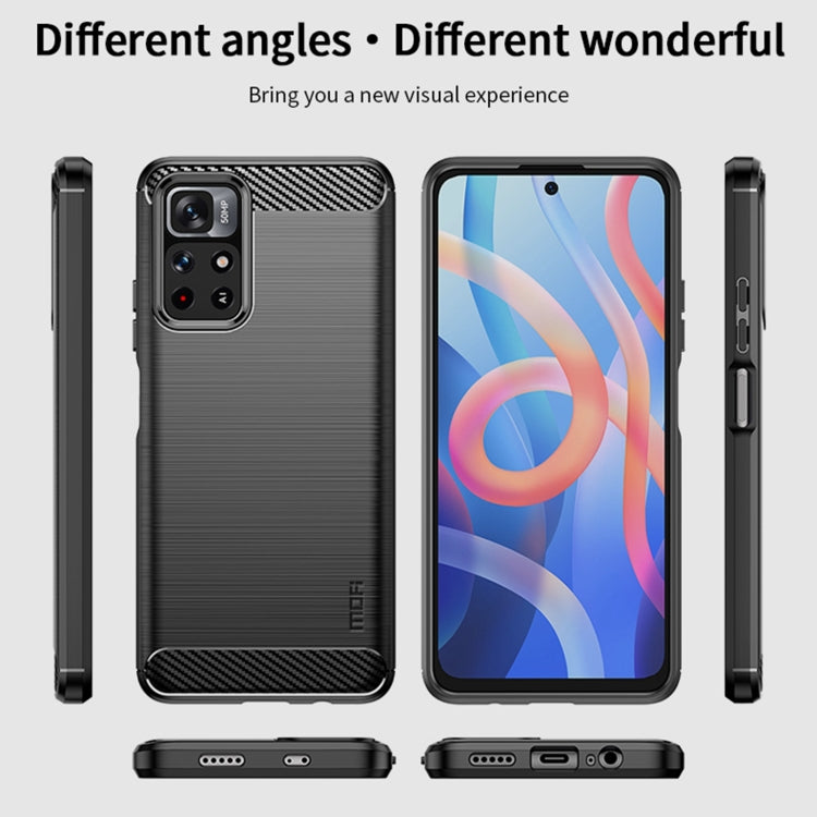 For Xiaomi Redmi Note11 / Poco M4 Pro 5G MOFI Gentleness Series Brushed Texture Carbon Fiber Soft TPU Phone Case(Black) - Xiaomi Cases by MOFI | Online Shopping South Africa | PMC TechLife