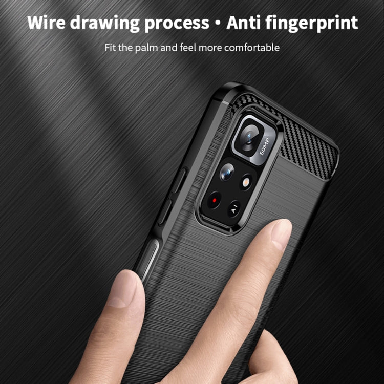For Xiaomi Redmi Note11 / Poco M4 Pro 5G MOFI Gentleness Series Brushed Texture Carbon Fiber Soft TPU Phone Case(Black) - Xiaomi Cases by MOFI | Online Shopping South Africa | PMC TechLife