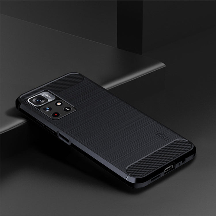 For Xiaomi Redmi Note11 / Poco M4 Pro 5G MOFI Gentleness Series Brushed Texture Carbon Fiber Soft TPU Phone Case(Blue) - Xiaomi Cases by MOFI | Online Shopping South Africa | PMC Jewellery